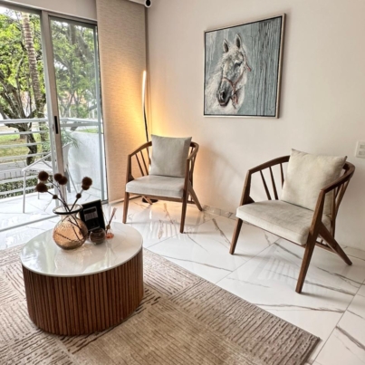 SILLA AVANICO FLOR MORADO